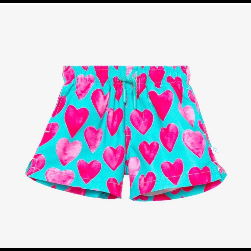 Posh Peanut Queen of Hearts Boys Swim Shorts 
Size 2T
